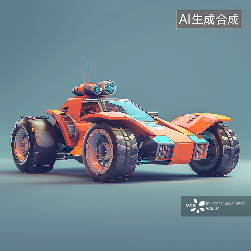 【AI数字艺术】蓝色背景下的玩具车特写镜头图片素材