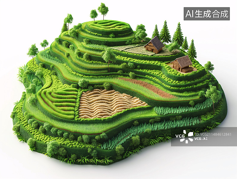【AI数字艺术】梯田乡村图片素材