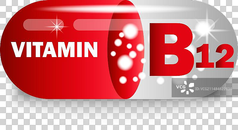 红色胶囊中的维生素B12图片素材