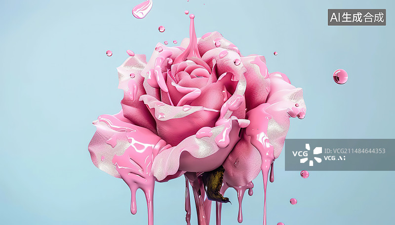 【AI数字艺术】粉红色背景下粉红色玫瑰的特写镜头图片素材