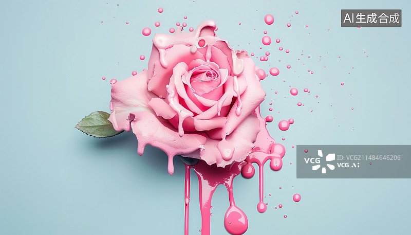 【AI数字艺术】粉红色背景下玫瑰的特写镜头图片素材