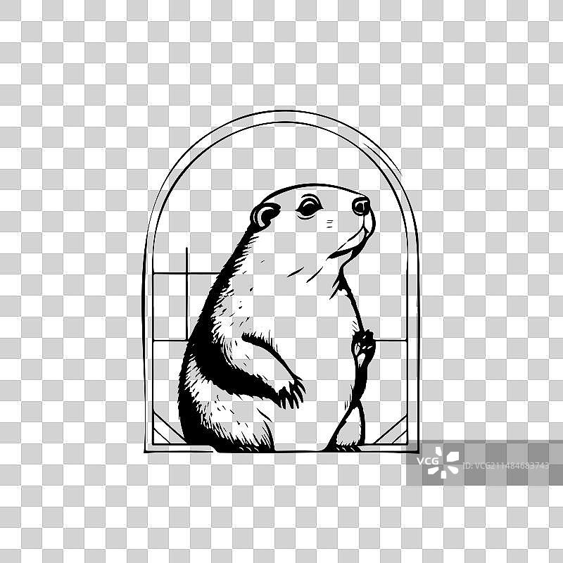 土拨鼠窗户图标黑色手绘图片素材