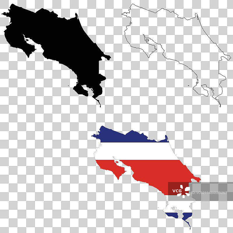 哥斯达黎加地图与国旗图片素材