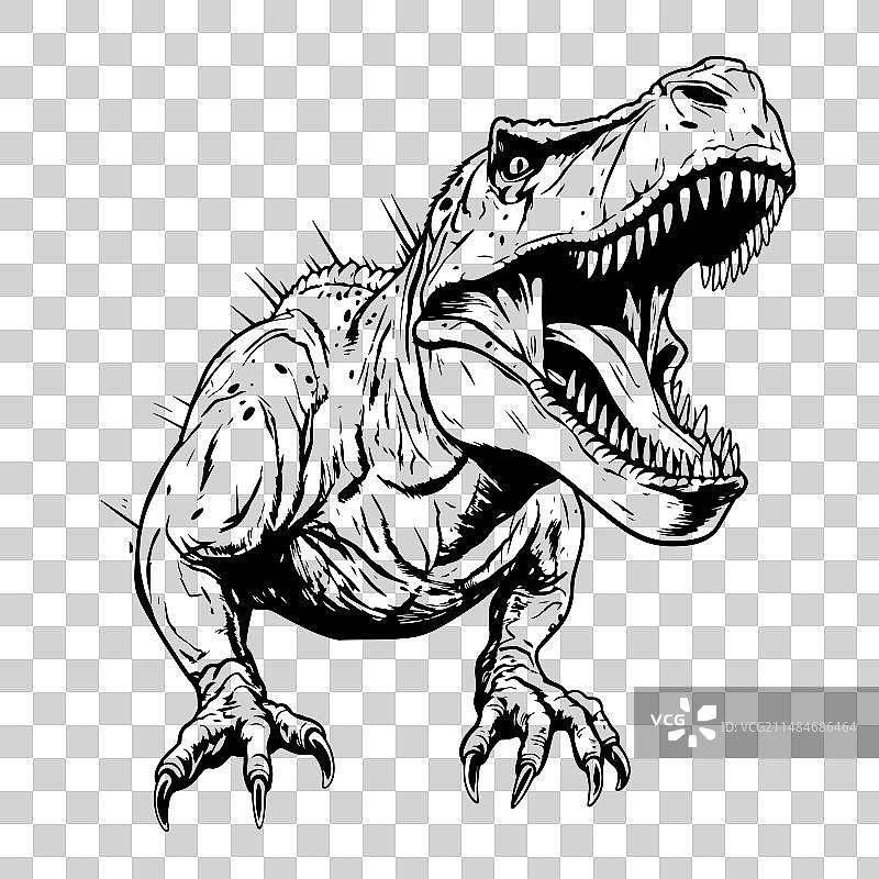 手绘霸王龙恐龙草图图片素材