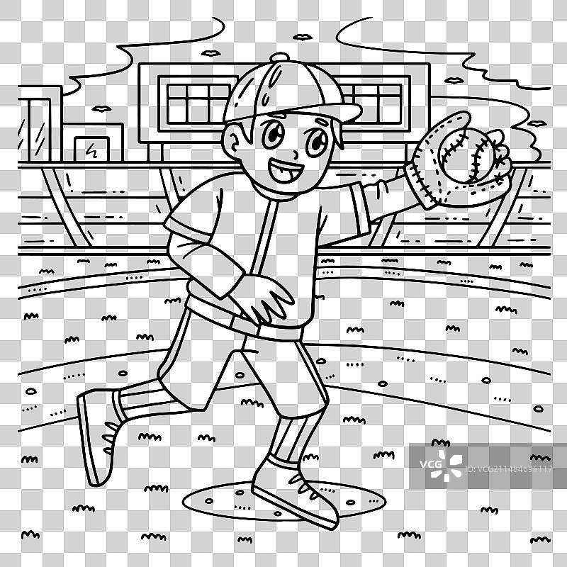 儿童棒球涂色页图片素材