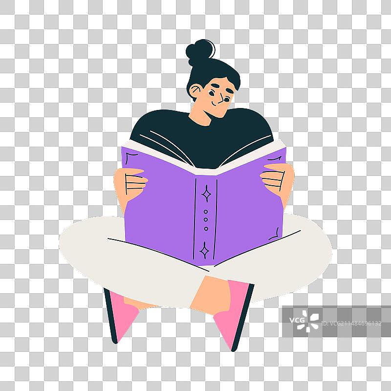 坐着读书的女性教育形象图片素材