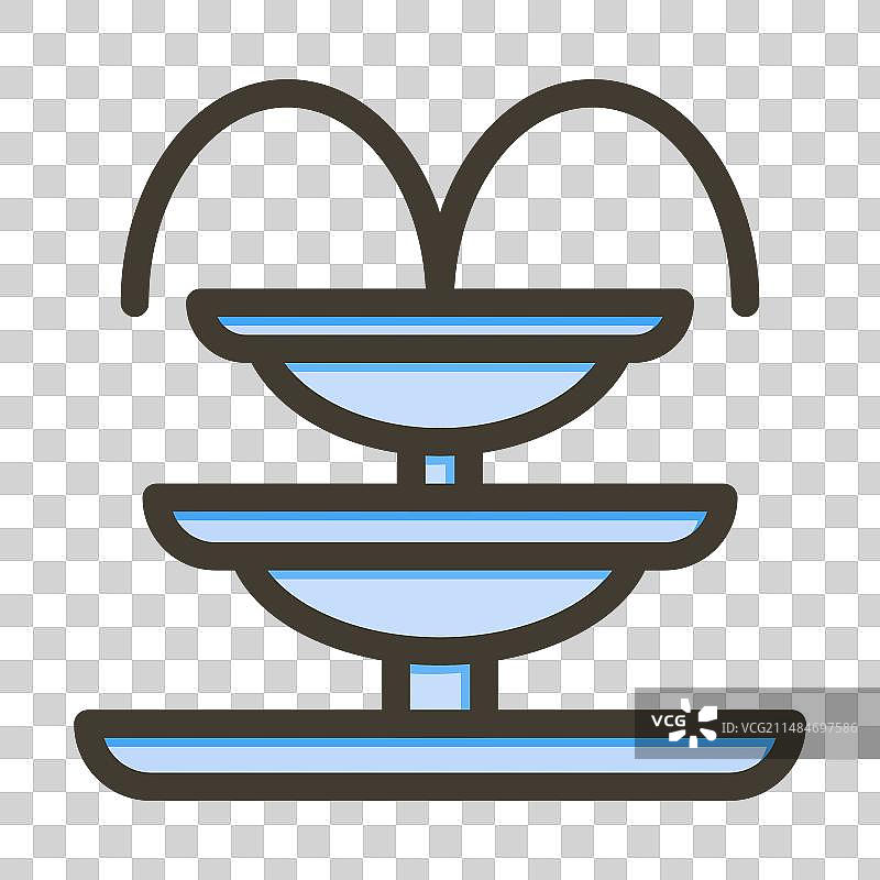 用于的粗线填充颜色喷泉图标图片素材