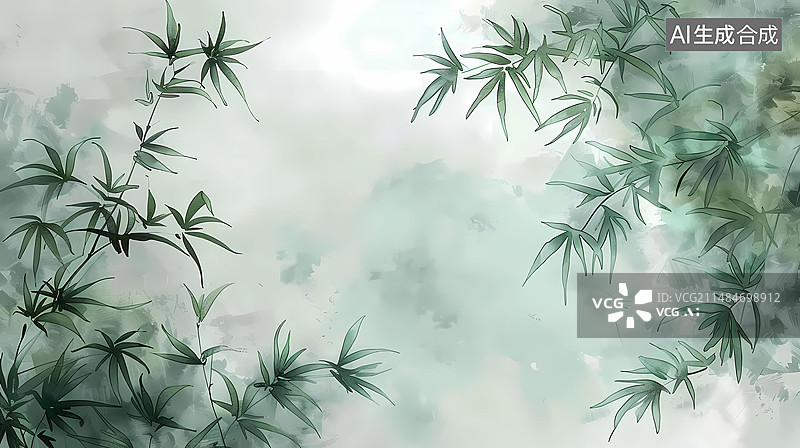 【AI数字艺术】水墨风插画——竹图片素材