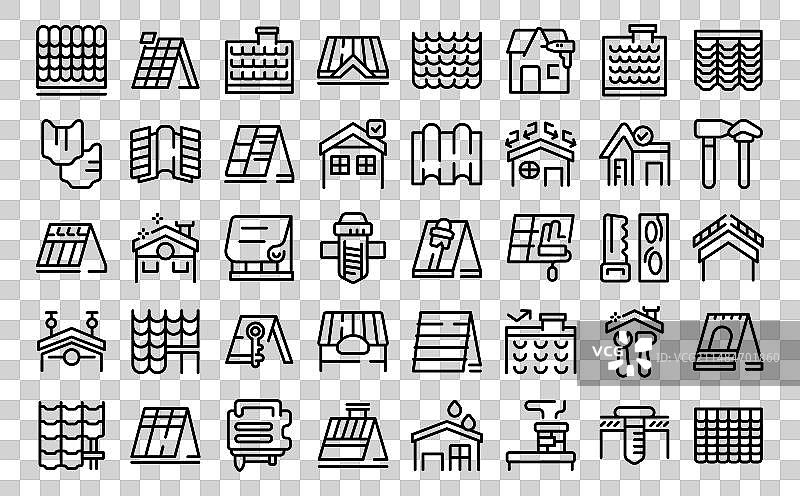 屋顶工人图标轮廓房屋维修图片素材