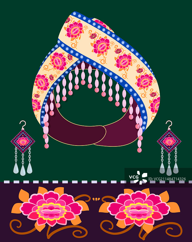 彝族头饰插画帽子图片素材