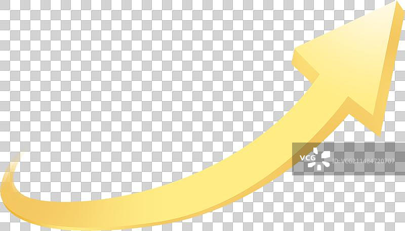 黄色曲线上升箭头免抠素材图片素材