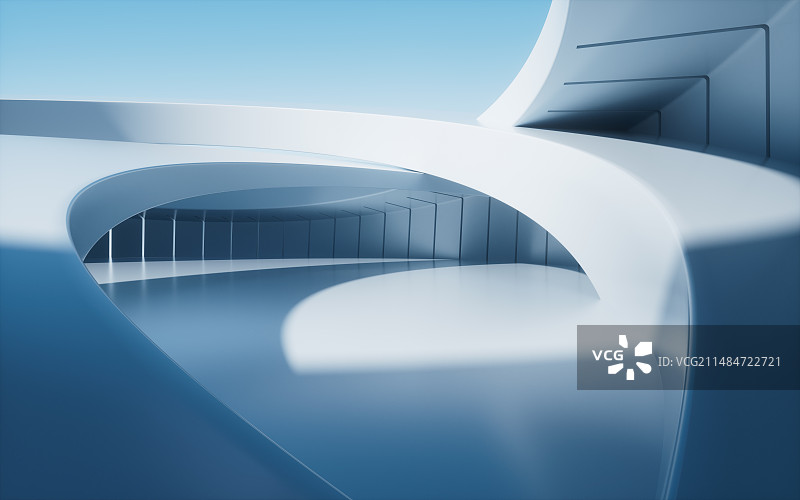 具有未来感的抽象几何建筑背景3D渲染图片素材