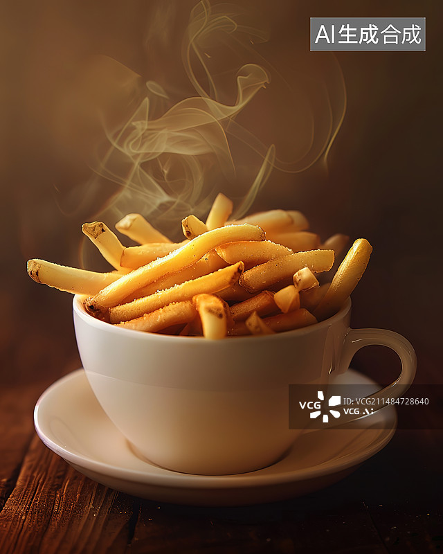 【AI数字艺术】桌上杯子里的薯条特写镜头图片素材