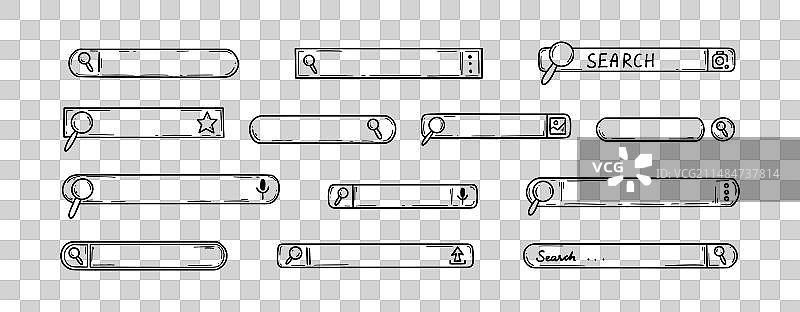 手绘涂鸦搜索栏集合图片素材
