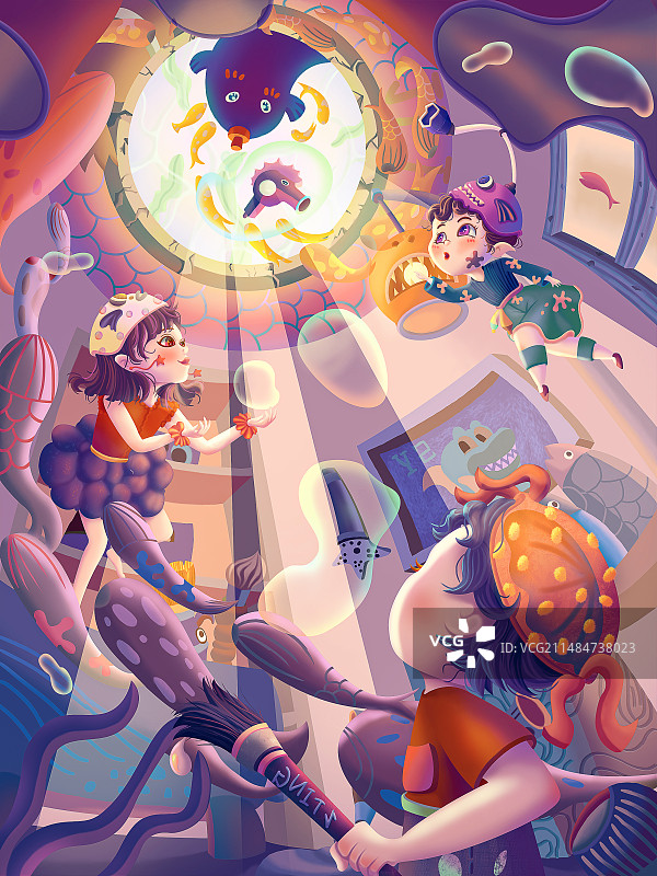 儿插海洋里的画室图片素材