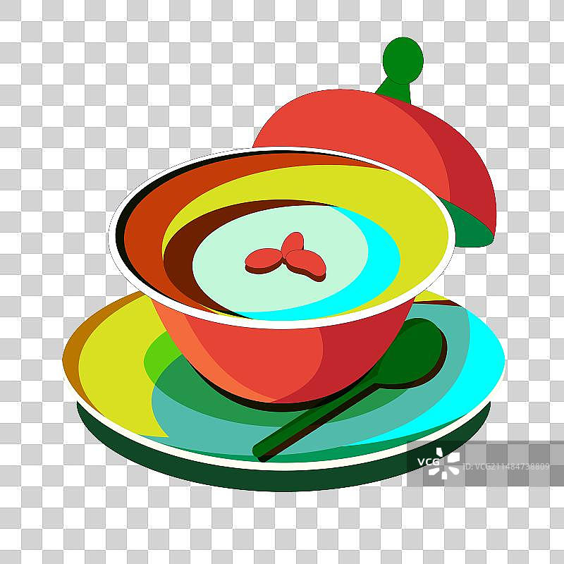 抽象撞色碗碟甜品矢量插画免抠元素图片素材