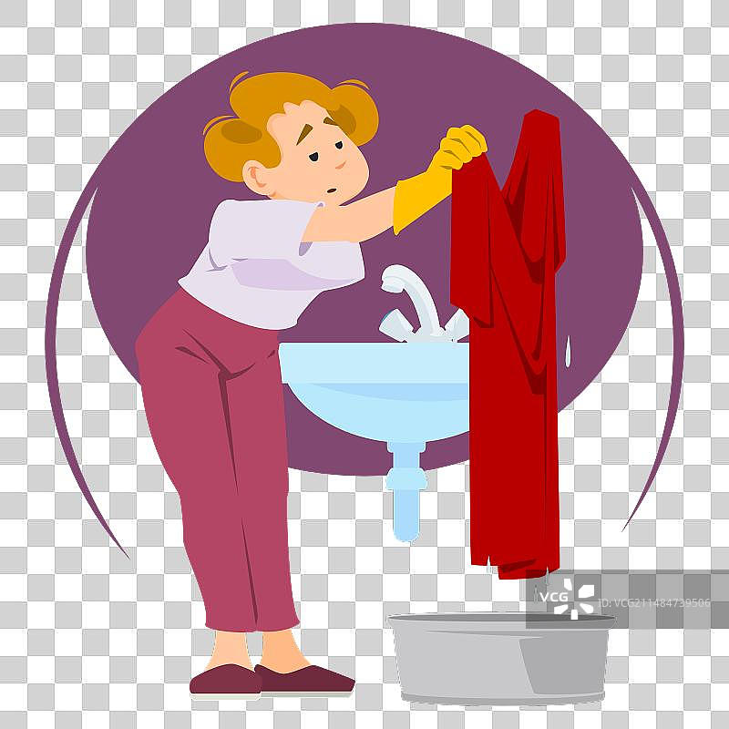 家庭主妇洗衣服图片素材