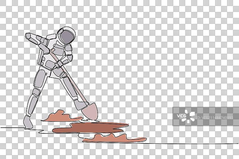 宇航员挖掘单线画图片素材