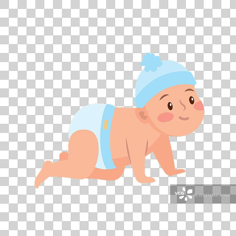 正在爬行的尿布男婴图片素材