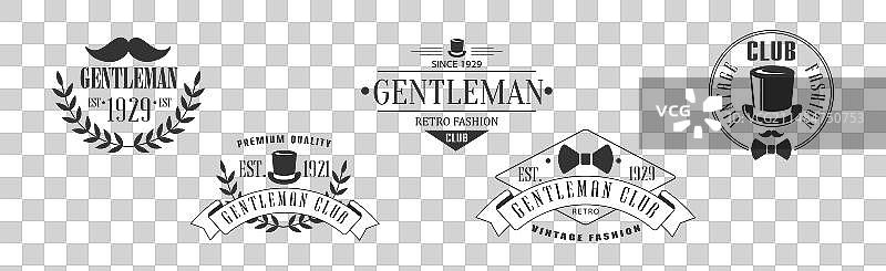复古绅士俱乐部徽章和黑色标签图片素材