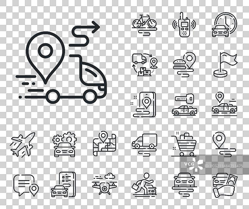 配送线路图标：道路路径标志飞机供应图片素材