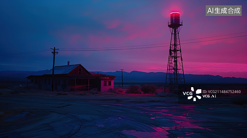 【AI数字艺术】夕阳下的天空映衬下的剪影桥图片素材