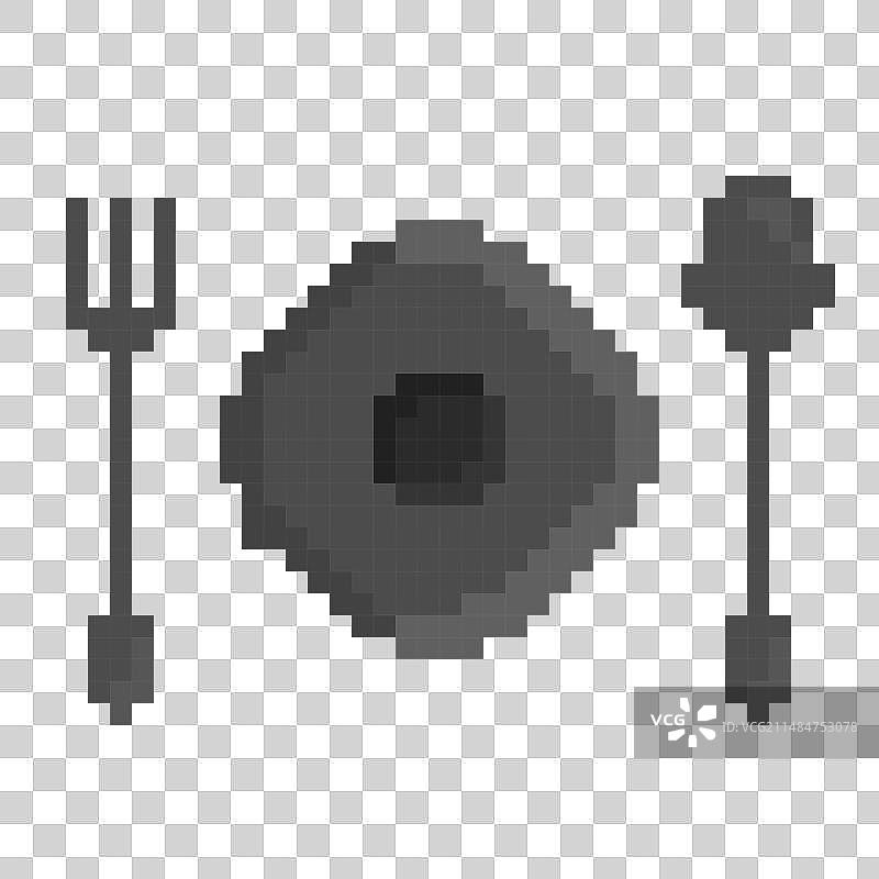 餐盘、刀叉和勺子像素风图标图片素材