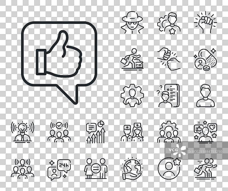 点赞线性图标：竖起大拇指的专业医生图片素材