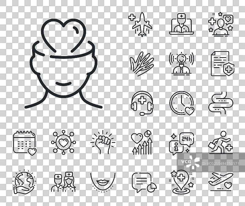 心理健康线性图标心理治疗标志图片素材