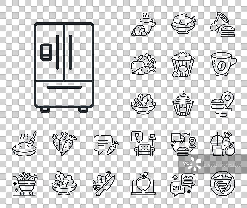 带制冰机线性图标冰箱标志图片素材