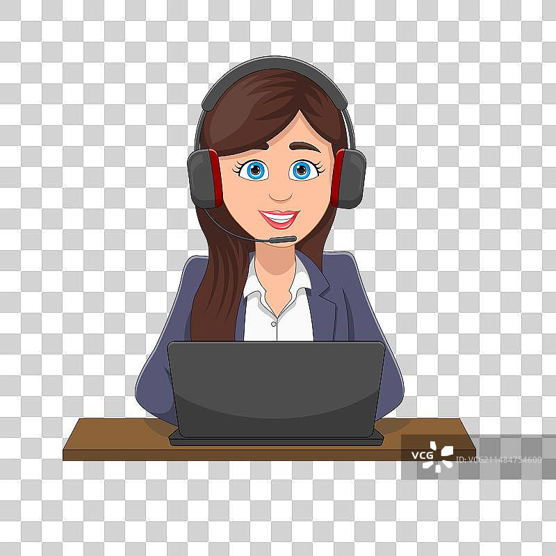 在客服工作的女孩图片素材