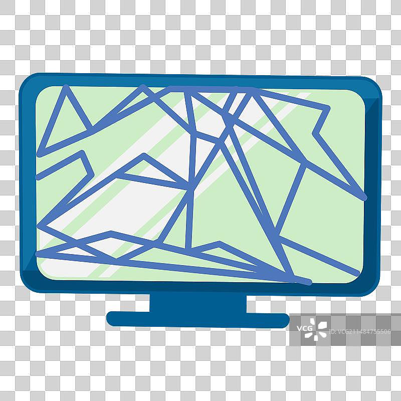 扁平风格电子垃圾破裂电脑显示器图标图片素材