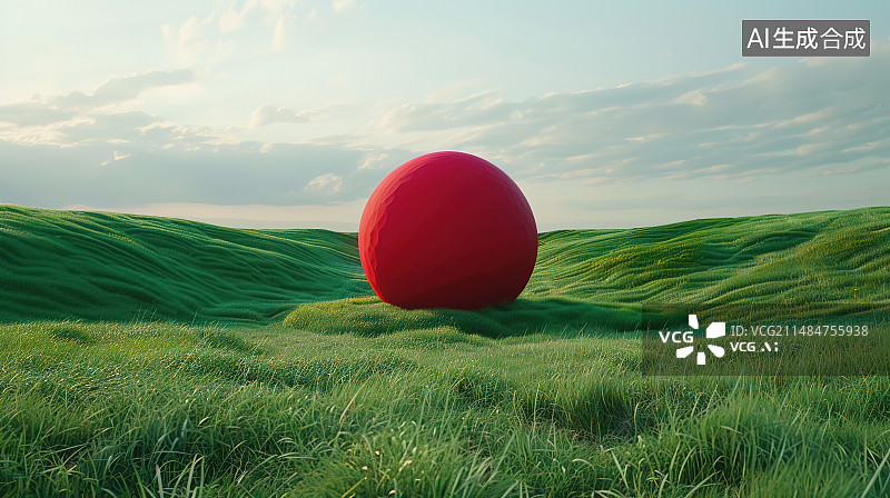 【AI数字艺术】草地上的彩色气球图片素材