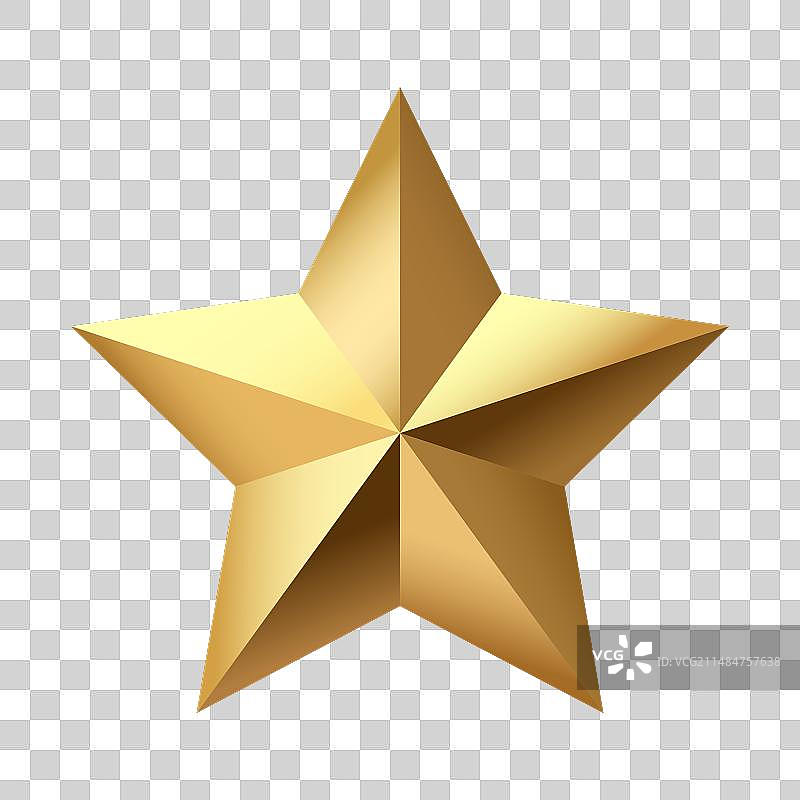 金色圣诞3D星星金属光泽闪亮图片素材