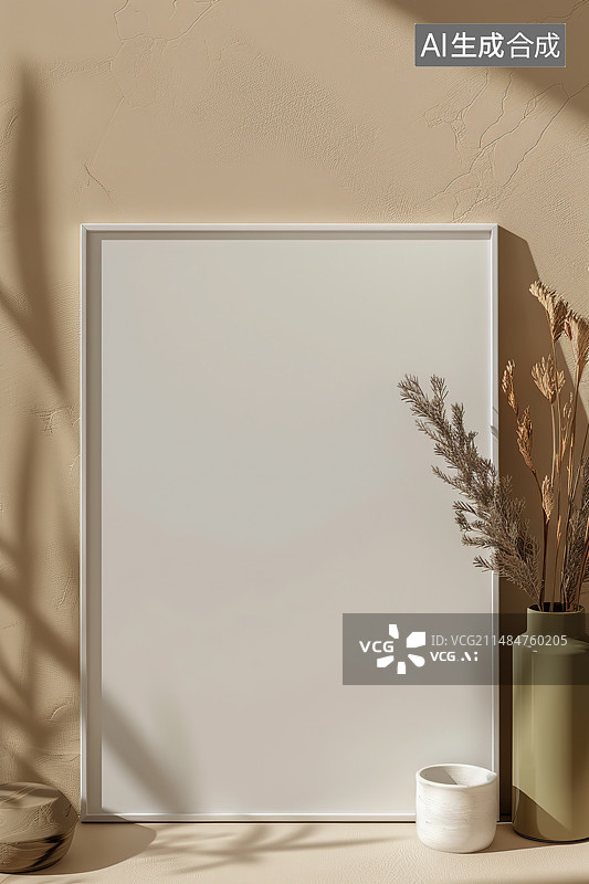 【AI数字艺术】家里靠墙的桌子上的花瓶特写镜头图片素材