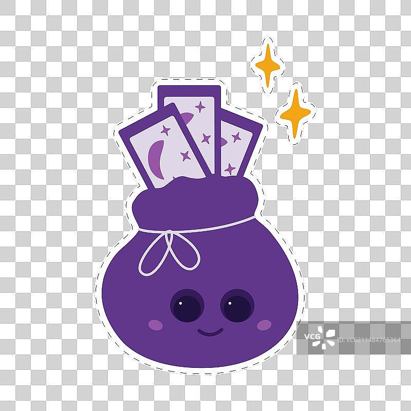 带有塔罗牌和星星装饰的可爱束口袋图片素材