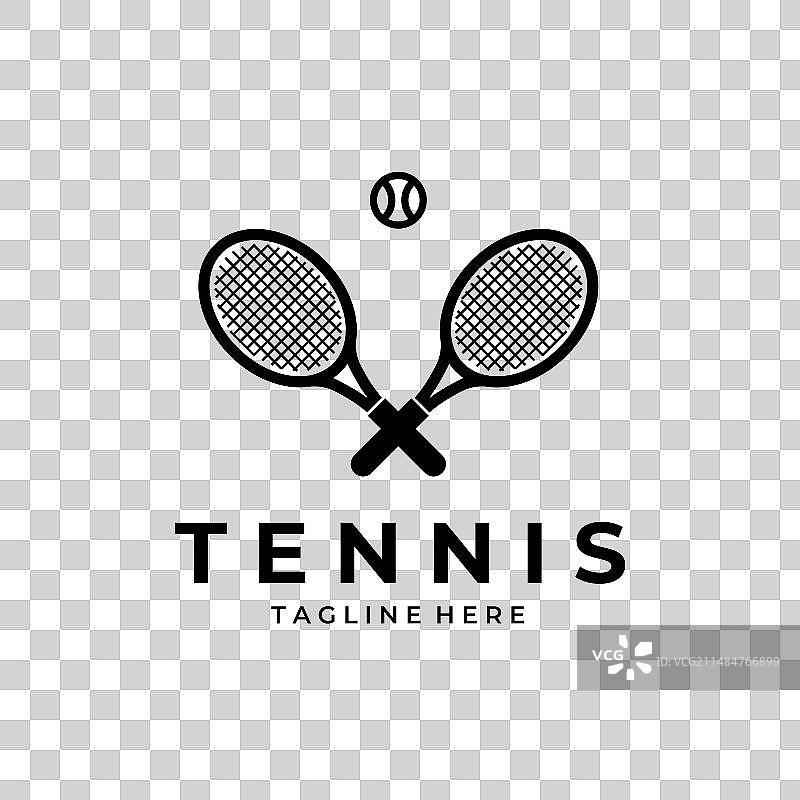 网球拍和球剪影标志图片素材