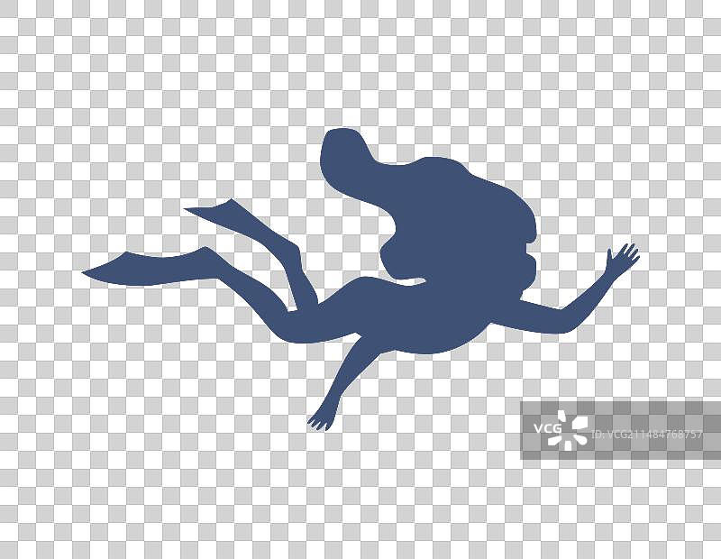 女孩跳水剪影扁平风格图片素材