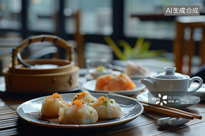 【AI数字艺术】桌上盘子里的寿司的特写镜头图片素材
