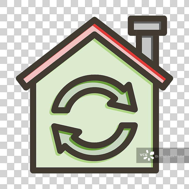 带颜色的回收中心粗线图标图片素材