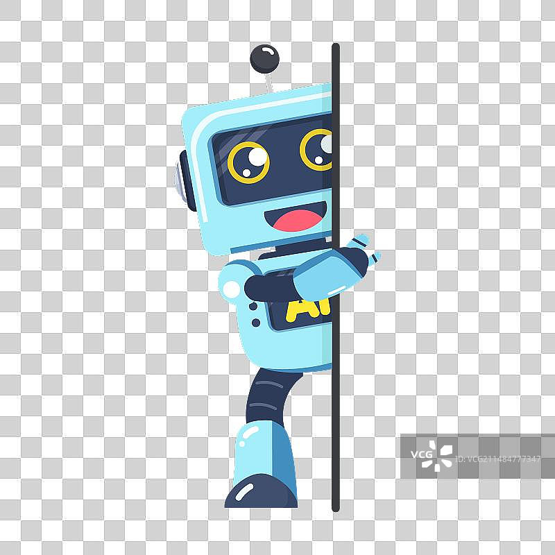 可爱的AI机器人与空白演示板图片素材