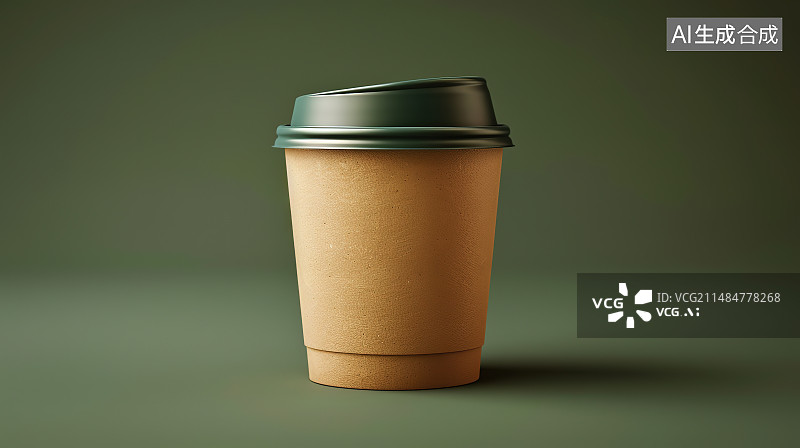【AI数字艺术】灰色背景下一次性杯子的特写镜头图片素材