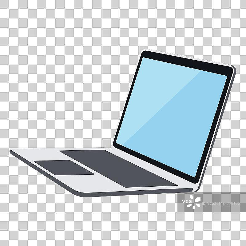 现代白色笔记本电脑图标侧视图图片素材