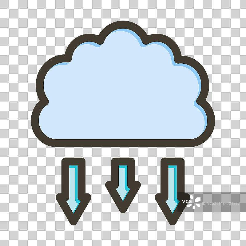 降水粗线填充颜色图标图片素材