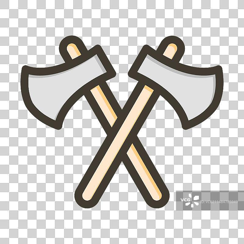 个人用粗线条填充颜色斧头图标图片素材