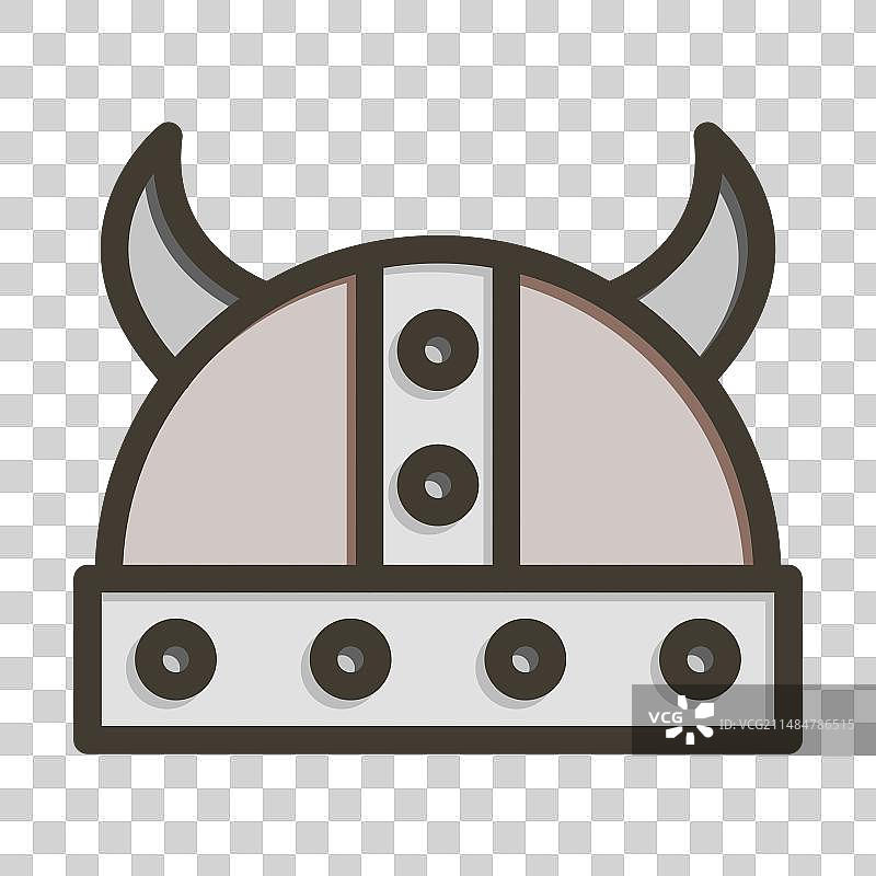 维京头盔粗线条填充颜色图标图片素材