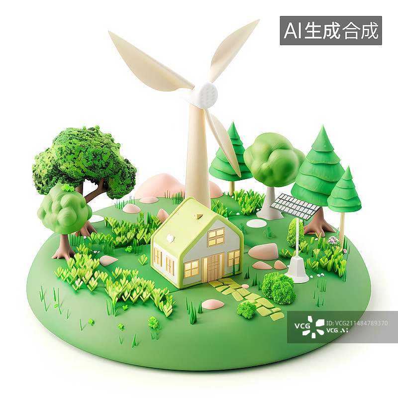 【AI数字艺术】卡通风车三维图形图片素材