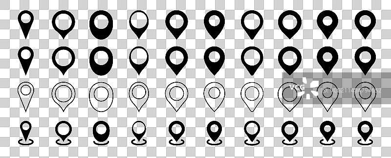 位置线条和填充图标集标志和符号图片素材