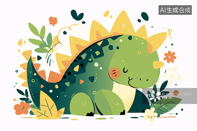 【AI数字艺术】可爱恐龙插画，儿童教育概念插图可爱恐龙插画，儿童教育概念插图图片素材