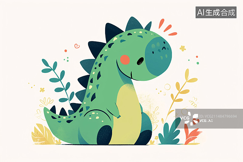 【AI数字艺术】可爱恐龙插画，儿童教育概念插图可爱恐龙插画，儿童教育概念插图图片素材